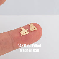 Sail Boat Permanent Jewelry Connector- Intricate Detail - 14kt gold filled or Sterling Silver - Made in the USA