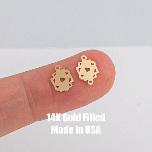 Playing Card, Casino Permanent Jewelry Connector- Intricate Detail - 14kt gold filled or Sterling Silver - Made in the USA - Custom