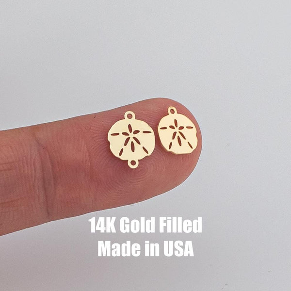 Sand Dollar Beach Permanent Jewelry Connector- Intricate Detail - 14kt gold filled or Sterling Silver - Made in the USA - Custom