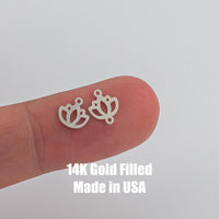 Lotus Leaf Bud Permanent Jewelry Connector or Charm- Intricate Detail - 14kt gold filled or Sterling Silver - Made in the USA - Custom