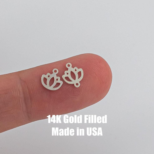 Lotus Leaf Bud Permanent Jewelry Connector or Charm- Intricate Detail - 14kt gold filled or Sterling Silver - Made in the USA - Custom