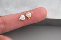 2 or 3 loop Connectors - 14kt Gold Filled or Sterling Silver 6mm CZ Diamond - Setting For NECKLACE- Top Quality AAA Cz Bezel