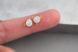 2 or 3 loop Connectors - 14kt Gold Filled or Sterling Silver 6mm CZ Diamond - Setting For NECKLACE- Top Quality AAA Cz Bezel- 3mm or 4mm