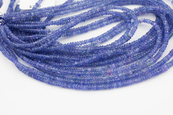 Natural Tanzanite Smooth Roundel Beads Size 4mm 15.5" Strand