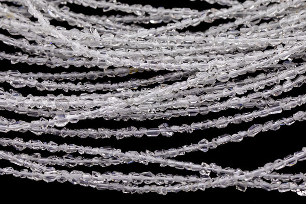Super Clear Natural Herkimer Diamond Quartz Beads 2.6mm Double Pointed Quartz 16" Strand Top Drilled- Super Tiny