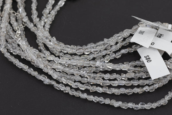 Super Clear Natural Herkimer Diamond Quartz Beads 3.8mm Double Pointed Quartz 14" Strand Top Drilled- Super Tiny