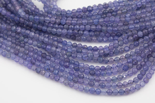 Natural Tanzanite Faceted Round Beads Size 3mm 15.5" Strand
