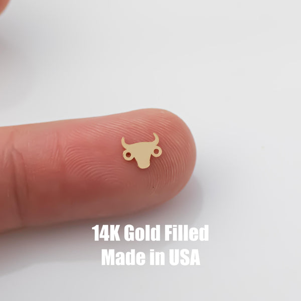 Cow Head Bull Head Permanent Jewelry Connector- Intricate Detail - 14kt gold filled or Sterling Silver - Made in the USA - Custom