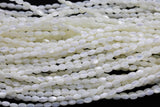 Iridescent White Mother of Pearl MOP Shell Rice Beads- 3x4mm- 15.5'' Strand Shell Beads