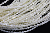 Iridescent White Mother of Pearl MOP Shell Rice Beads- 3x4mm- 15.5'' Strand Shell Beads