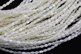 Iridescent White Mother of Pearl MOP Shell Rice Beads- 3x4mm- 15.5'' Strand Shell Beads