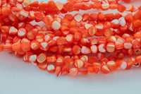 Tangerine Orange Mother of Pearl Nugget Strand -Handmade Jewelry- 15.5 inches- 38 pcs- 9-10mm