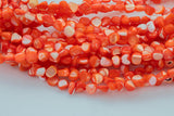 Tangerine Orange Mother of Pearl Nugget Strand -Handmade Jewelry- 15.5 inches- 38 pcs- 9-10mm