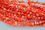 Tangerine Orange Mother of Pearl Nugget Strand -Handmade Jewelry- 15.5 inches- 38 pcs- 9-10mm