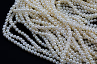 3.5mm off Round Pearl Freshwater Pearl-Full Strand 15 inch Strand