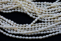 3x5mm Rice Potato Pearl Freshwater Pearl-Full Strand 15.5 inch Strand