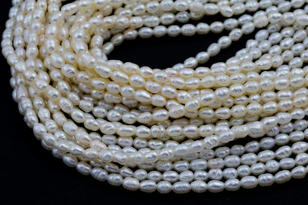 3x5mm Rice Potato Pearl Freshwater Pearl-Full Strand 15.5 inch Strand