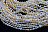 3x4mm Rice Potato Pearl Freshwater Pearl-Full Strand 15.5 inch Strand