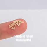 Diamond Permanent Jewelry Connector- Intricate Detail - 14kt gold filled or Sterling Silver - Made in the USA - Custom