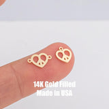 Heart Peace Sign Permanent Jewelry Connector- Intricate Detail - 14kt gold filled or Sterling Silver - Made in the USA - Custom