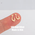 Fish Hook Hawaiian Permanent Jewelry Connector- Intricate Detail - 14kt gold filled or Sterling Silver - Made in the USA - Custom