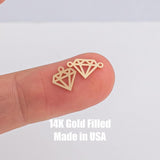 Diamond Permanent Jewelry Connector- Intricate Detail - 14kt gold filled or Sterling Silver - Made in the USA - Custom