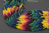 3mm Crystal Round 1 or 2 or 5 or 10 STRANDS- 16 inch strand- Multi Color ombre
