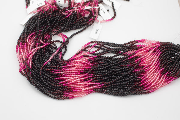 3mm Crystal Round 1 or 2 or 5 or 10 STRANDS- 16 inch strand- Umbre Red