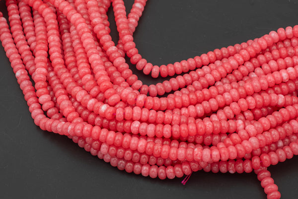 6mm 8mm Red Jade Beads Roundel Rondelle Smooth Full Strand 15.5 inch Strand