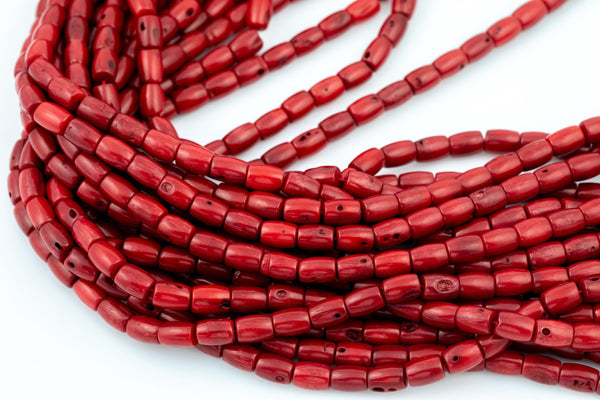 Bamboo Coral Barrel High Quality 6x8mm, 5x7mm Full Strand 16" Gemstone Beads