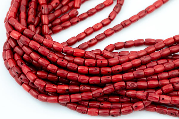 Bamboo Coral Barrel High Quality 6x8mm, 5x7mm Full Strand 16" Gemstone Beads