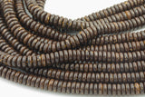 Natural Coconut Wood Flat Roundel Disc Shaped Beads with 1.5mm Holes - Sold by 15.5" Strands Gemstone Beads