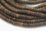 Natural Coconut Wood Saucer Roundel Disc Shaped Beads with 1.5mm Holes - Sold by 15.5" Strands Gemstone Beads