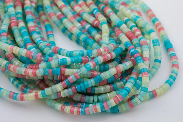 Light Multi Mother of Pearl 4mm Heishi Beads 15.5" Strand Shell Beads
