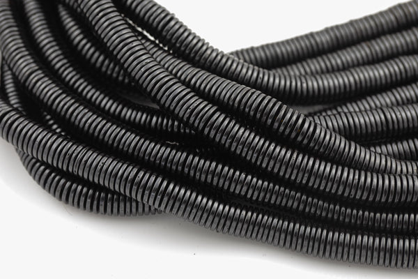 Black Wood Heishi Roundel Shaped Beads with 1.5mm Holes - Sold by 15.5" Strands Gemstone Beads