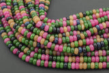 Multi Jade- High Quality in Roundel, 6mm, 8mm- Full 15.5 Inch Strand-15.5 inch Strand Smooth Gemstone Beads