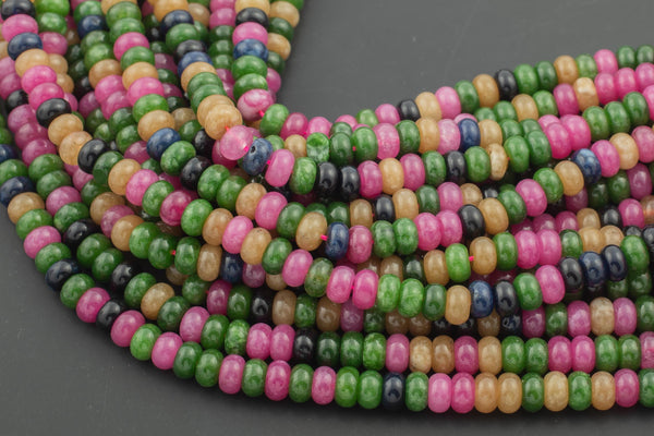Multi Jade- High Quality in Roundel, 6mm, 8mm- Full 15.5 Inch Strand-15.5 inch Strand Smooth Gemstone Beads