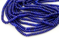 Royal Blue Jade- High Quality in Roundel, 6mm, 8mm- Full 15.5 Inch Strand-15.5 inch Strand Smooth Gemstone Beads