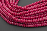 Fuisa Red Jade- High Quality in Roundel, 6mm, 8mm- Full 15.5 Inch Strand-15.5 inch Strand Smooth Gemstone Beads