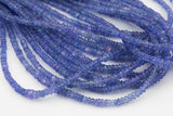 Natural Tanzanite Smooth Roundel Beads Size 4mm 15.5" Strand