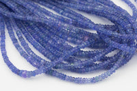 Natural Tanzanite Smooth Roundel Beads Size 4mm 15.5" Strand