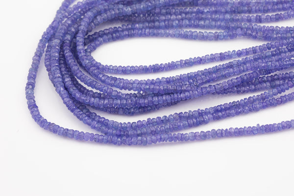 Natural Tanzanite Faceted Roundel Beads Size 4mm 15.5" Strand