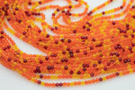 2mm or 3mm Crystal Round -2 or 5 or 10 STRANDS- Extra Fine-14 inches long about 100+ Beads - Fire Orange
