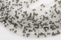 2mm or 3mm Crystal Round -2 or 5 or 10 STRANDS- Extra Fine-14 inches long about 100+ Beads - Clear Gray