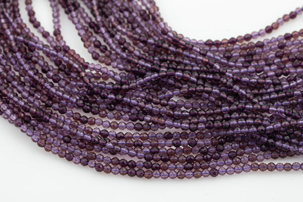 3mm Crystal Round -2 or 5 or 10 STRANDS- Extra Fine-14 inches long about 100+ Beads - Fire Purple