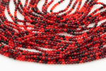 2mm or 3mm Crystal Round -2 or 5 or 10 STRANDS- Extra Fine-14 inches long about 100+ Beads - Fire Red