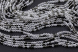 2mm or 3mm Crystal Round -2 or 5 or 10 STRANDS- Extra Fine-14 inches long about 100+ Beads - Clear Gray