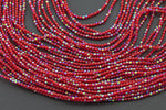 2mm or 3mm Crystal Round -2 or 5 or 10 STRANDS- Extra Fine-14 inches long about 100+ Beads - Red AB