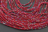 2mm or 3mm Crystal Round -2 or 5 or 10 STRANDS- Extra Fine-14 inches long about 100+ Beads - Red AB