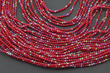 2mm or 3mm Crystal Round -2 or 5 or 10 STRANDS- Extra Fine-14 inches long about 100+ Beads - Red AB